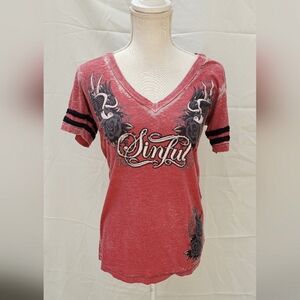 Sinful Red short sleeve top Size L